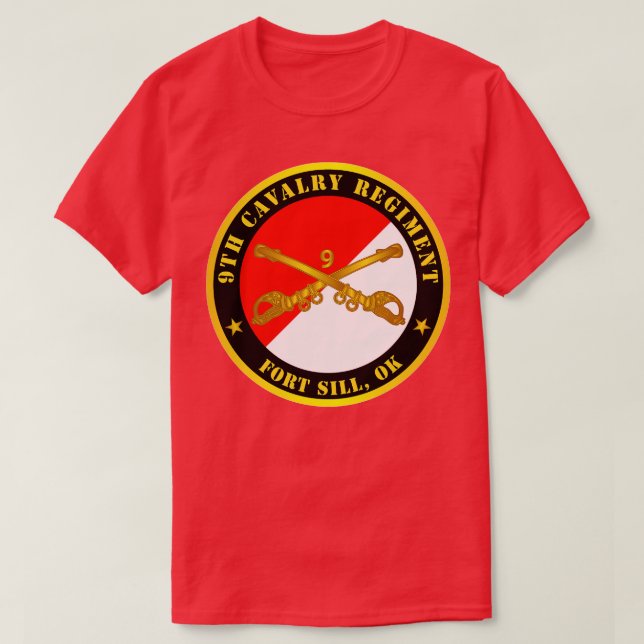 Camiseta Regimento de Cavalaria Fort Sill OK w Cav Branch (Frente do Design)