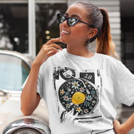 Camiseta Registro de Vinilo Personalizado de Aniversário Tu