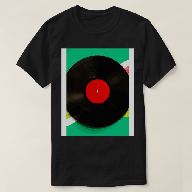 Camiseta Registro de vinilo retrô colorido 1 (Frente do Design)