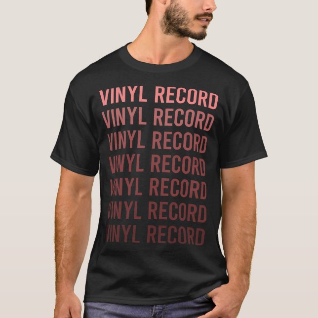 Camiseta Registros de Vinil de Texto Vermelho (Frente)