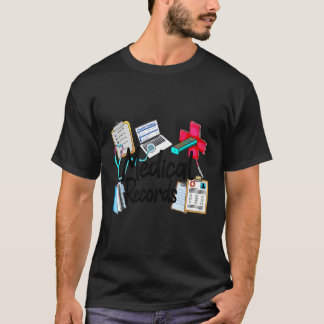 Camiseta Registros Médicos Stethoscope Assistente Médico Nu