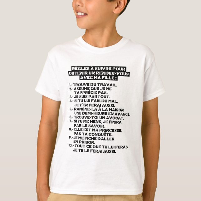 Camiseta Regles pour un rv avec ma fille (Frente)