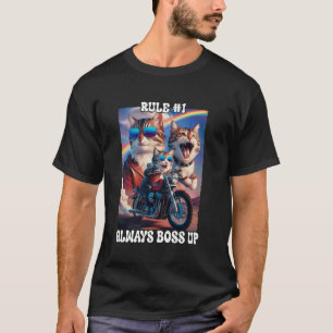 Camiseta Regra # 1 Sempre Boss Up Meme de Gato Engraçado Pa