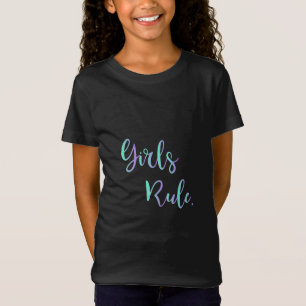 Camiseta Regra das Meninas - Texto Roxo Verde, Legal Preto