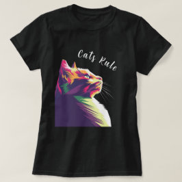 Camiseta Regra de Gatos Editáveis de Multicores Modernas co