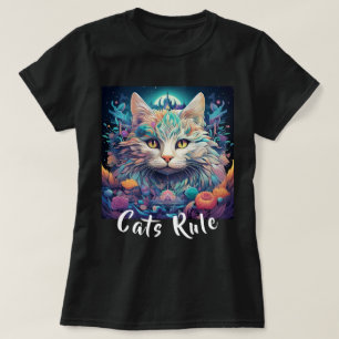Camiseta Regra de Gatos Multicolores Místicos Americanos Na
