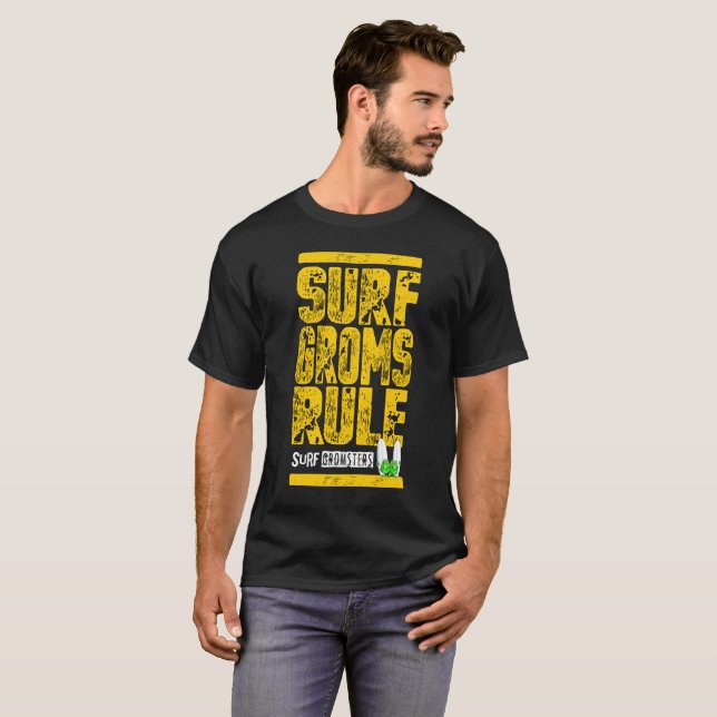 Camiseta Regra de surfs!!! (impressão solteiro amarelo) (Frente Completa)