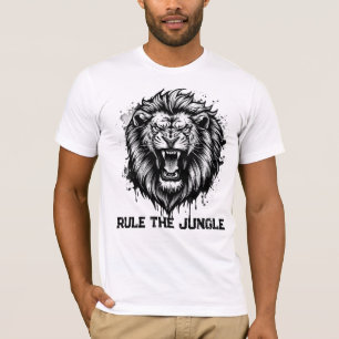 Camiseta Regra Gráfica de Leão A Selva Moda de Rua Negrita