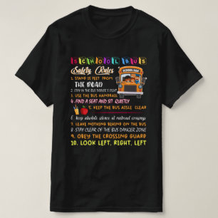 Camiseta Regras de Segurança de Ônibus Escolar em Camisa, M