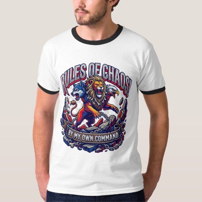 Camiseta Regras do Caos Sob Meu Próprio Comando Híbrido Gra (Frente)