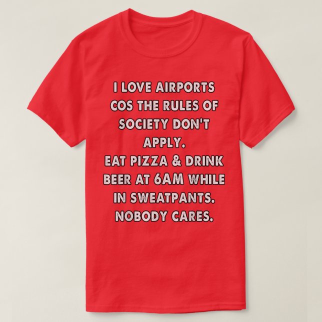 Camiseta regras engraçadas de comida do aeroporto (Frente do Design)