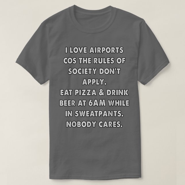 Camiseta regras engraçadas de comida do aeroporto (Frente do Design)
