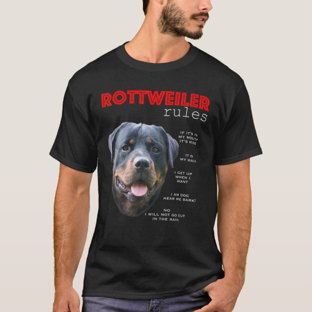 Camiseta Regras Engraçadas Para O Proprietário De Um Rottwe (Frente)