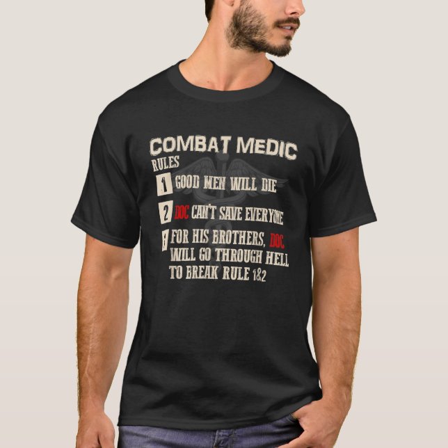 Camiseta Regras Médicas de Combate Presente Médico de Comba (Frente)