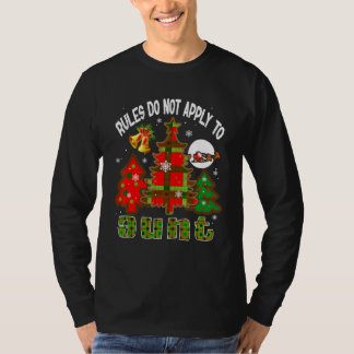 Camiseta Regras Não Para Tia Sarcástica Natal Xadrez Vermel