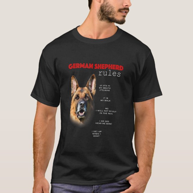Camiseta Regras Para o Dono de um Pastor Alemão (Frente)