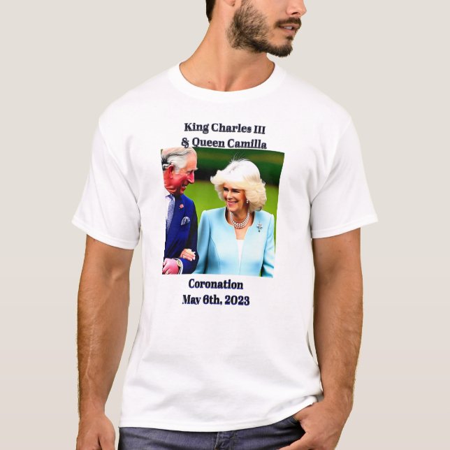 Camiseta Rei Charles III e Rainha Camilla Coronação (Frente)