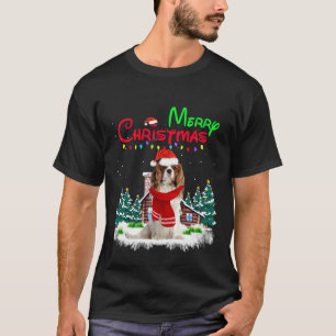Camiseta Rei Charles Spaniel Cachorro Santa Luz de Natal
