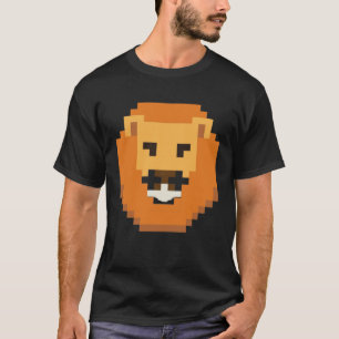 Camiseta Rei da Ilustração da Cabeça de Leão Pixelado do Ju