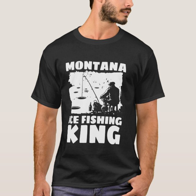 Camiseta Rei da Pesca de Gelo de Montana (Frente)