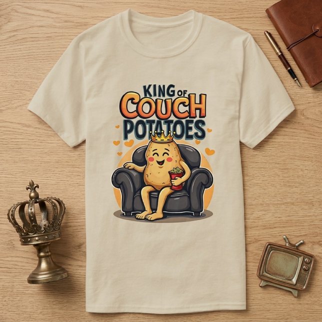 Camiseta Rei das Batatas de Sofá Design Humorístico de Bata (Criador carregado)