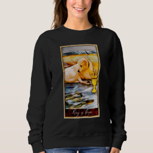 Camiseta Rei de Copas do Cartão de Tarot e Cão Gráfico Cósm