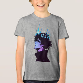 Camiseta Rei do Anime Gótico Retrato Masculino com Coroa Az