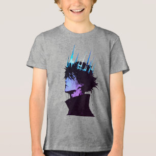 Camiseta Rei do Anime Gótico Retrato Masculino com Coroa Az