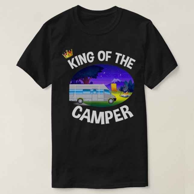 Camiseta Rei do Camper Funny Camping RV avan Motorhome (Frente do Design)