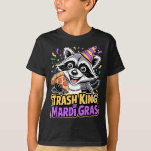 Camiseta Rei do Lixo Guaxinim Mardi Gras Festa de Pizza Div