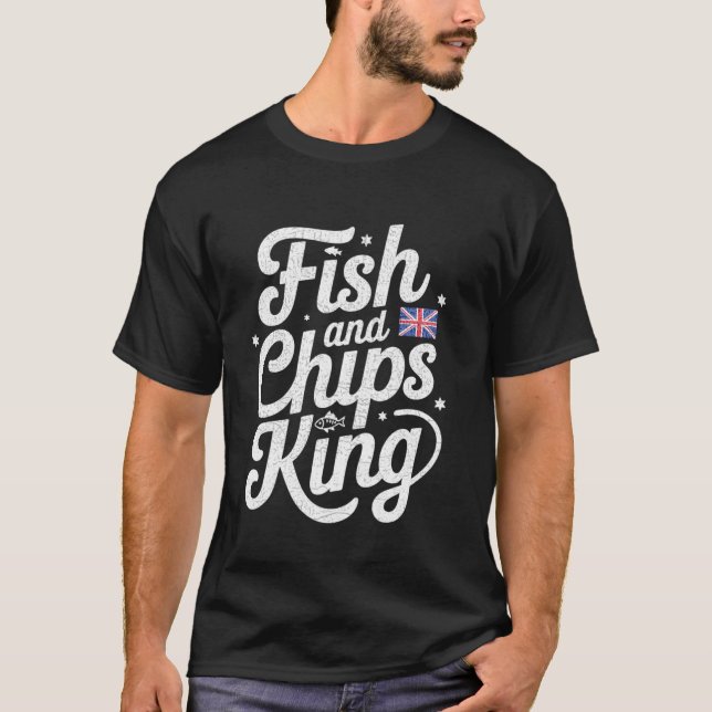 Camiseta Rei do Peixe e Batatas Fritas Comida Britânica Div (Frente)