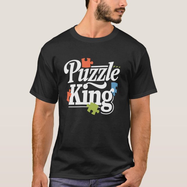 Camiseta Rei do Quebra-Cabeça Desenho Peça de Quebra-Cabeça (Frente)