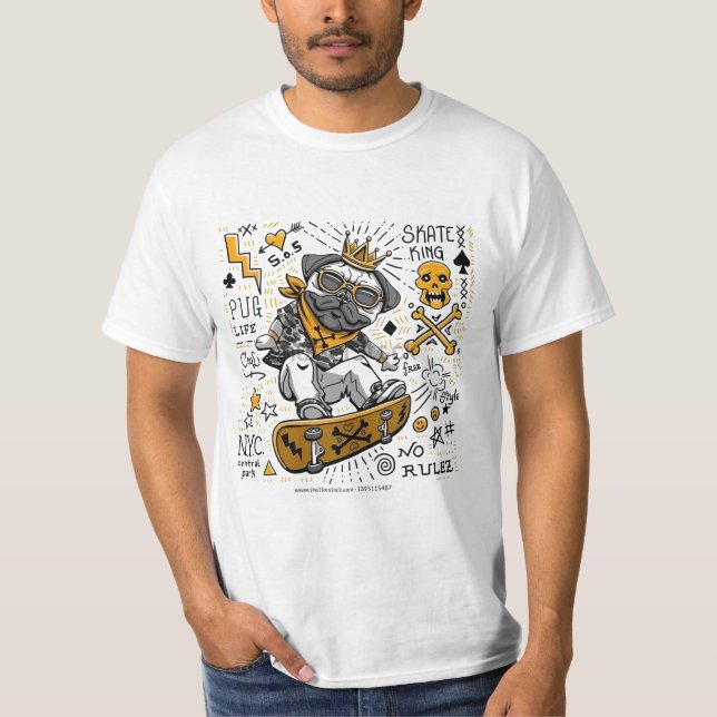 Camiseta Rei do skate Pug (Frente)