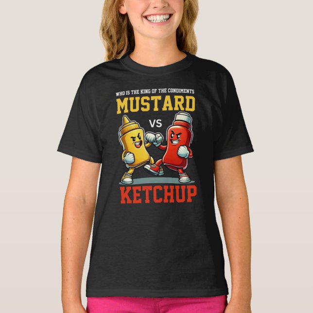 Camiseta Rei dos condimentos Mostarda vs Ketchup Clássico (Frente)