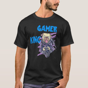 Camiseta Rei dos Jogos Pug de Cachorro Console Pc Jogos de