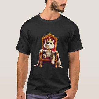 Camiseta Rei Gato Real Engraçado Fofo Meme Gatinho Coroa Pr