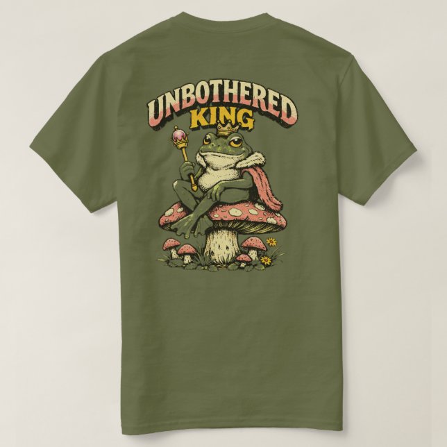 Camiseta “Rei Impassível” Design de sapo relaxado  (Verso do Design)