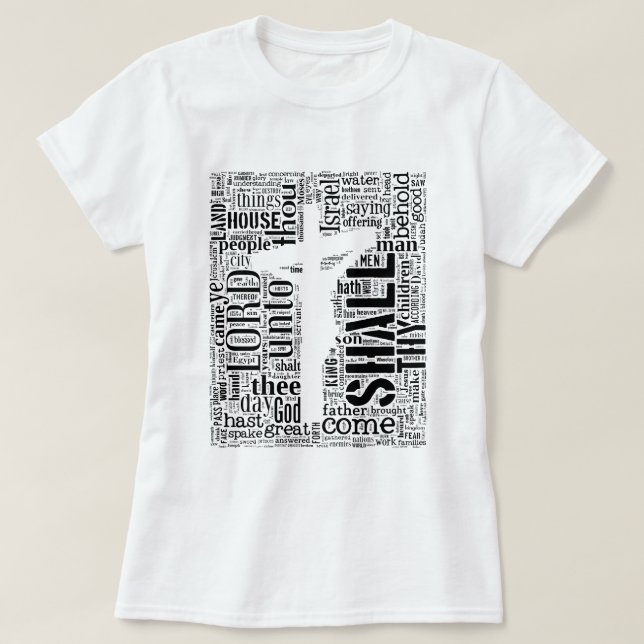 Camiseta Rei James Bíblia em Tagxedo (branco, retrato) (Frente do Design)