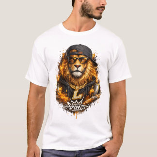 Camiseta Rei Leão Dourado – Design de Streetwear de Luxo