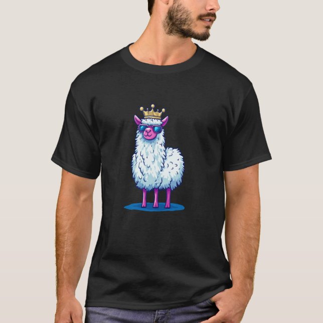 Camiseta Rei Lhama com Óculos Gráfico para um Visual Capric (Frente)