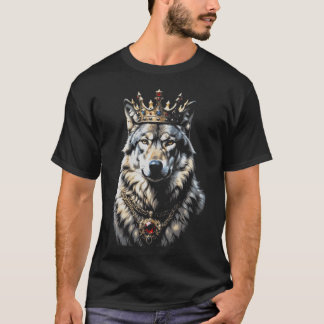 Camiseta Rei Lobo Coroa Engraçado Animais Legais Amantes de