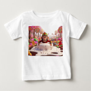 Camiseta Rei Macaco 3D Engraçado Preso em uma Terra de Doce