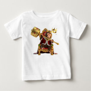 Camiseta Rei Macaco Engraçado Dormindo no Trono Real Dourad