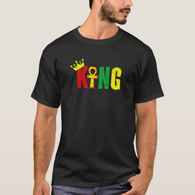 Camiseta Rei Marido Egípcio Ankh Kemetic Negro Engraçado (Frente)
