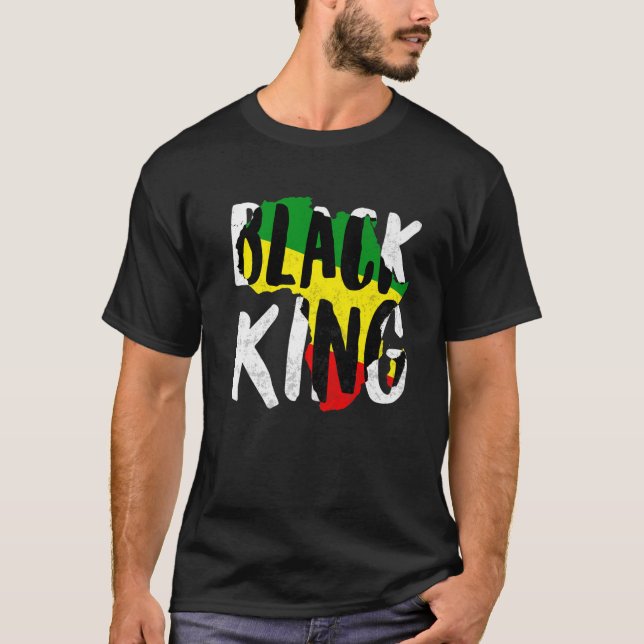 Camiseta Rei Negro para Homens História Mês África Triba (Frente)