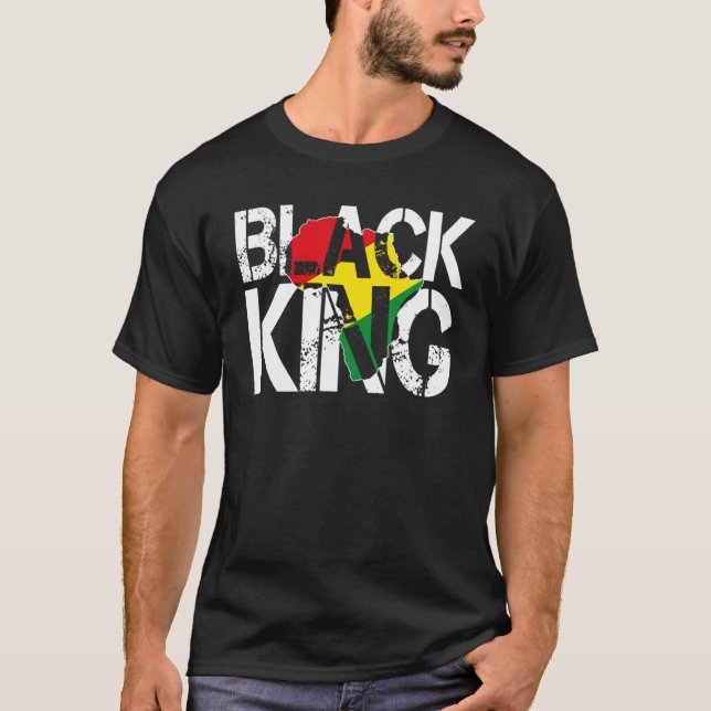 Camiseta Rei Negro para Homens História Mês África Triba (Frente)