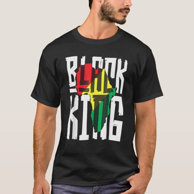 Camiseta Rei Negro para Homens História Mês África Triba (Frente)