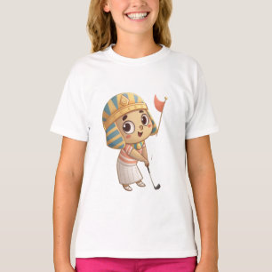 Camiseta Rei Tut Jogando Golfe  Arte Divertida do Antigo Eg