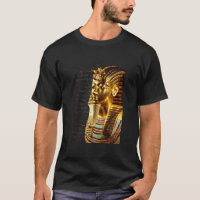 Rei Tutankhamun com Hieroglifos Dourados e Negros
