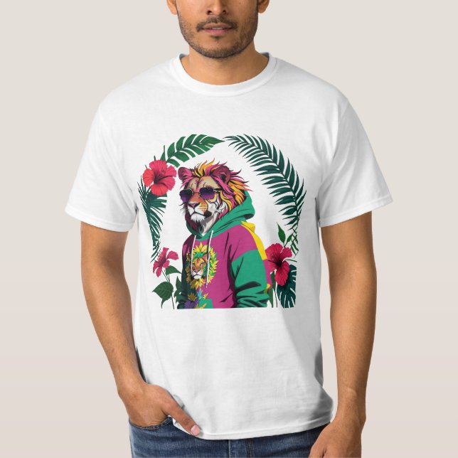 Camiseta Rei Vibrante da Selva com Estilo (Frente)